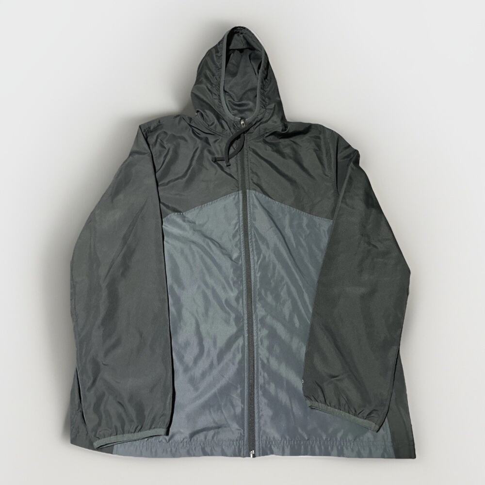 Starter 90s Hooded Jacket Mens XL Black Grey Full Zip Lightweight Windbreaker